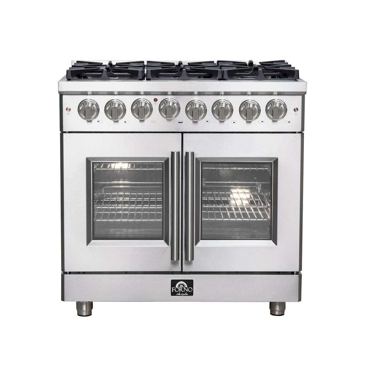 Forno Massimo 36-inch french door dual fuel range, stainless steel