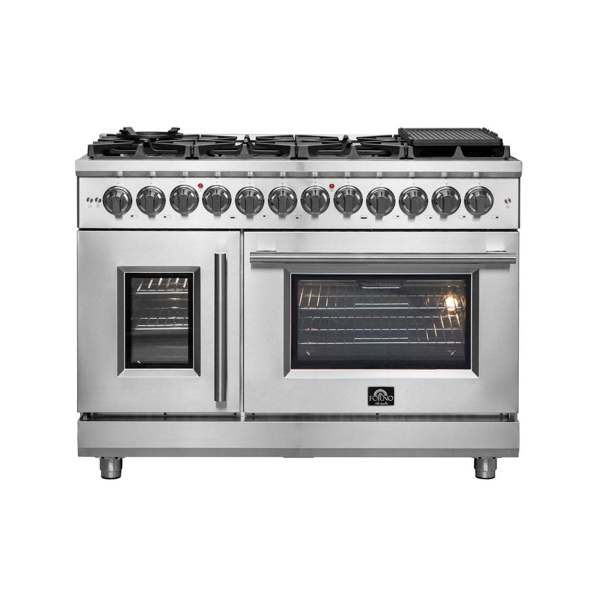 Forno Massimo 48-inch french door dual fuel range, stainless steel