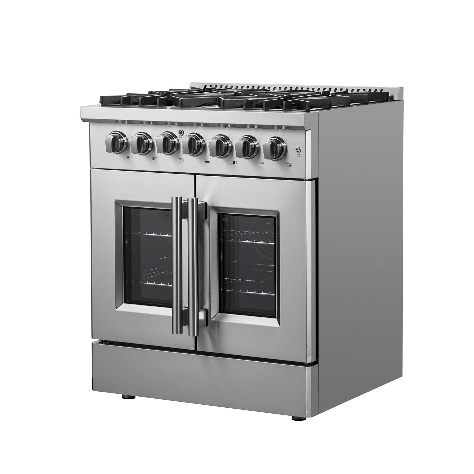 Forno Galiano 30-inch French Door Dual Fuel Range All Stainless Steel, 5 Sealed Burners 68,000 BTU, 4.32 cu.ft. True Convection Oven - FFSGS6356-30