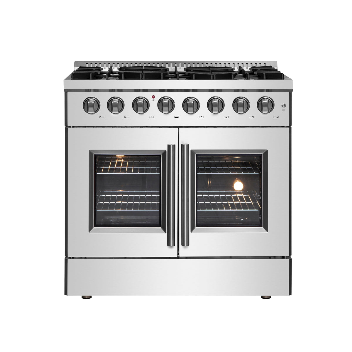 Forno Galiano 36-inch french door dual fuel range, stainless steel