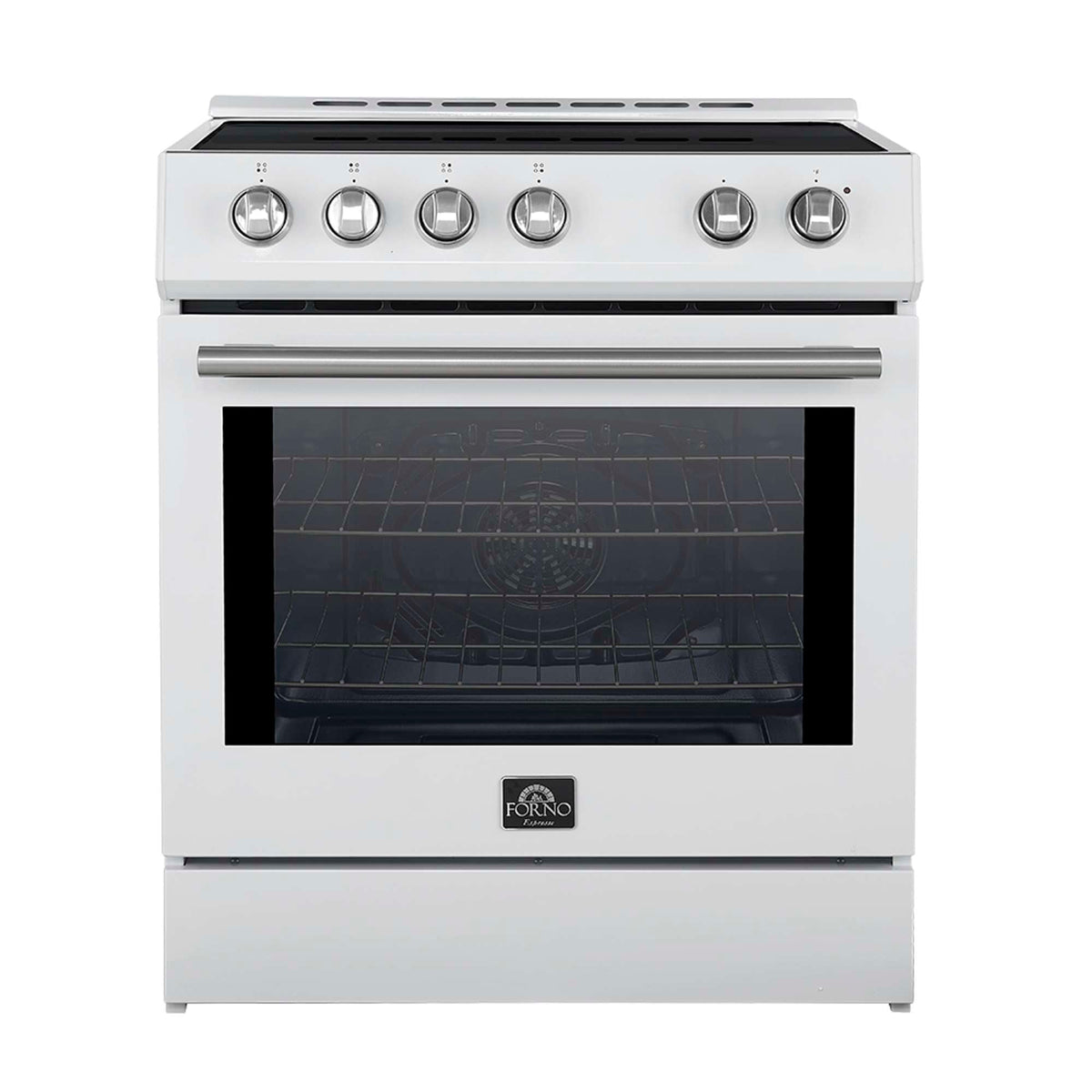 Forno Premium 2 Pieces Kitchen Bundle - Forno Leonardo Espresso 30-Inch Slide-In White Induction Range, Forno Gallipoli Espresso 30-Inch White French Door Refrigerator - FBDL-014-10CAUS