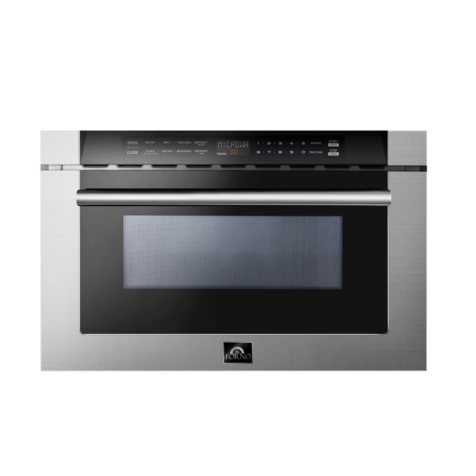 Forno Capoliveri 24-Inch Microwave Drawer, Stainless Steel, 1.2 cu.ft, 900 Watts, Built-In, Touch Control LCD Display, Auto-Touch Open/Close, 11 Power Levels, Sensor Cooking - FMWDR3000-24