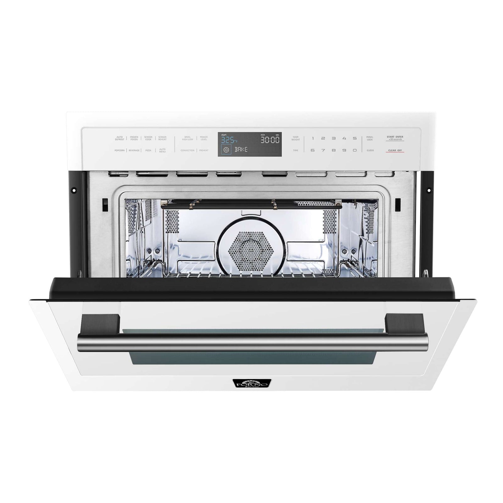 Forno Oliena Espresso White 24-Inch Built-In Microwave and Convection Oven Combo, 1.6 cu.ft, 1750W Convection, 1000W Microwave, Stainless Steel Interior, Glass Touch Controls, Sensor Cooking - FMWDR3093-24WHT