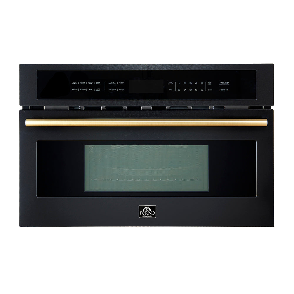Forno Oliena Espresso Black 30-Inch Built-In Microwave and Convection Oven Combo, 1.6 cu.ft, 1750W Convection, 1000W Microwave, Stainless Steel Interior, Glass Touch Controls, Sensor Cooking - FMWDR3093-30BLK