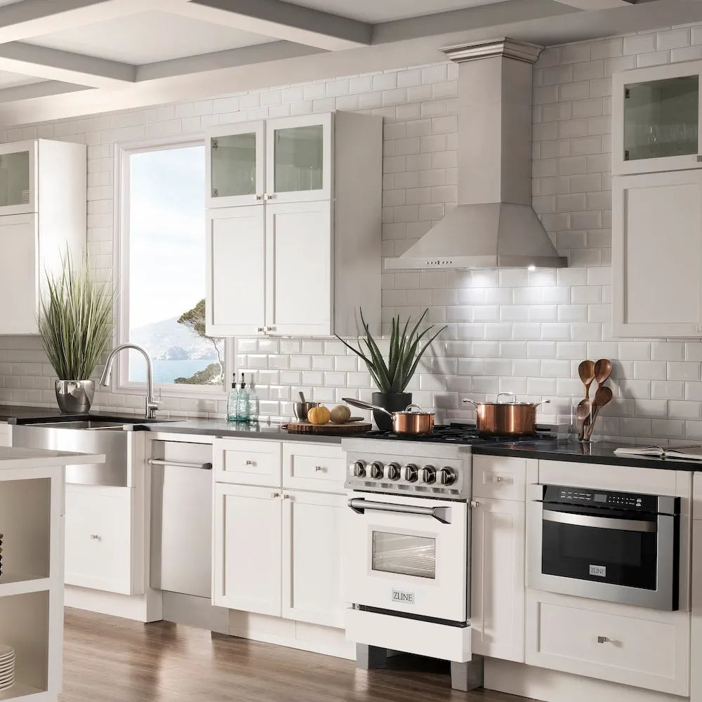ZLINE Legacy 24-inch range in satin stainless steel with white matte door RAS-WM-24, view 2