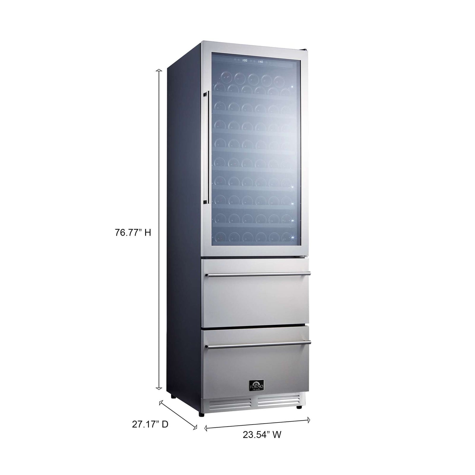 Forno Azienda 24-Inch Dual Temperature Zone Wine Cooler, Up to 108 Bottles, Two Refrigerated Drawers, Adjustable Temperature Zones, Energy Efficient - FWCDR6628-24S