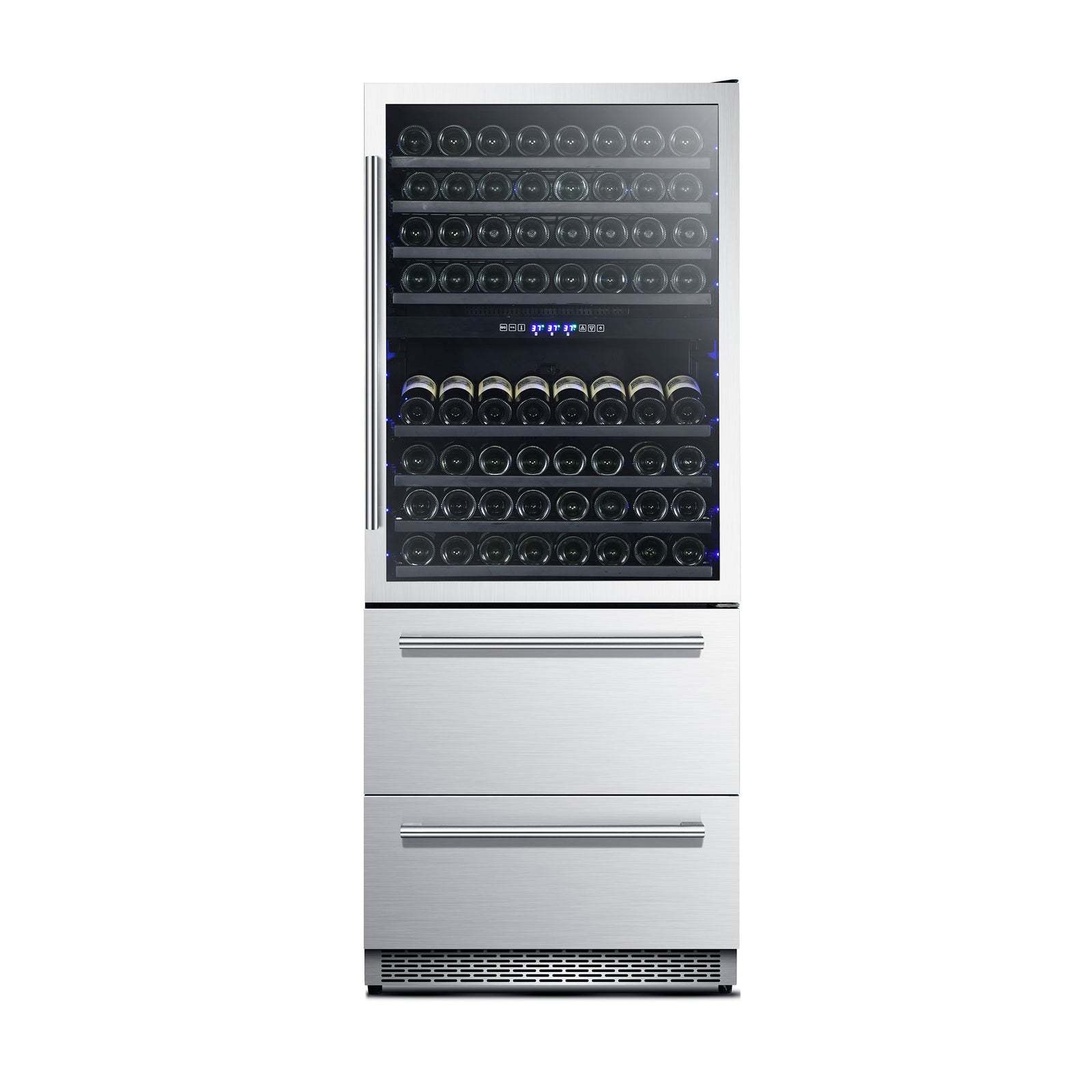 Forno Capraia 30-Inch Dual Temperature Zone Wine Cooler, Up to 144 Bottles, Two Refrigerated Drawers, Adjustable Temperature Zones - FWCDR6661-30S
