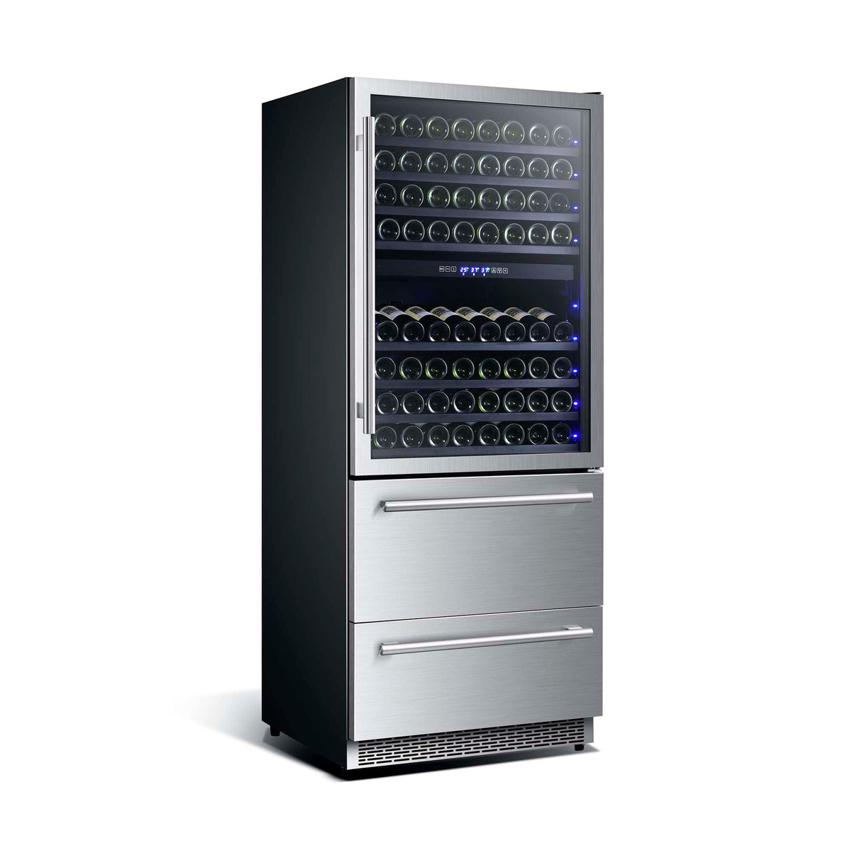 Forno Capraia 30-Inch Dual Temperature Zone Wine Cooler, Up to 144 Bottles, Two Refrigerated Drawers, Adjustable Temperature Zones - FWCDR6661-30S