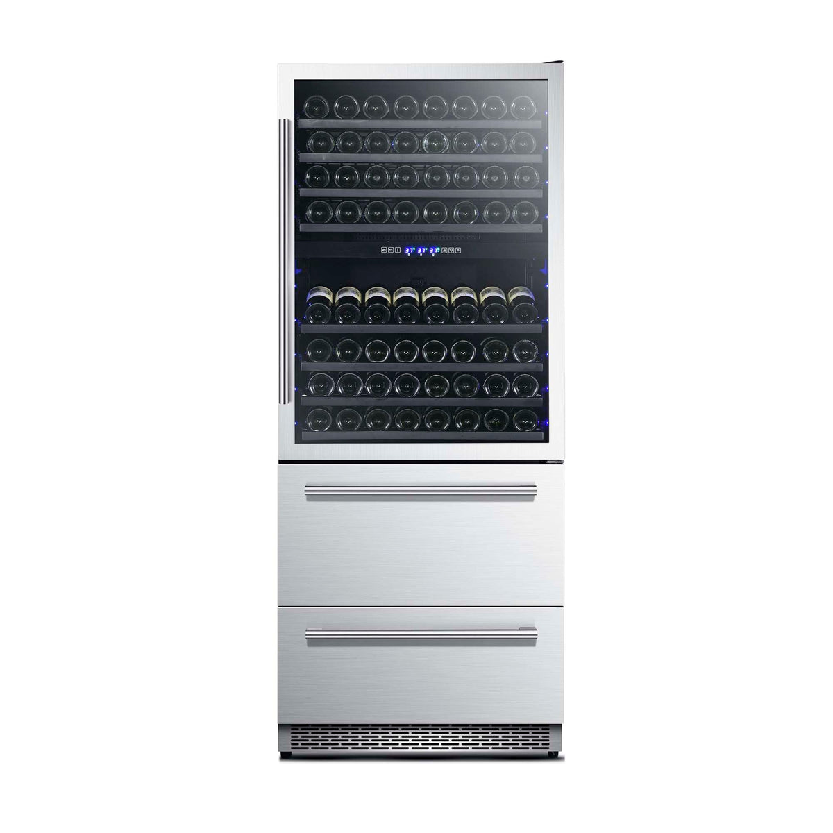 Forno Capraia 30-Inch Dual Temperature Zone Wine Cooler, Up to 144 Bottles, Two Refrigerated Drawers, Adjustable Temperature Zones - FWCDR6661-30S