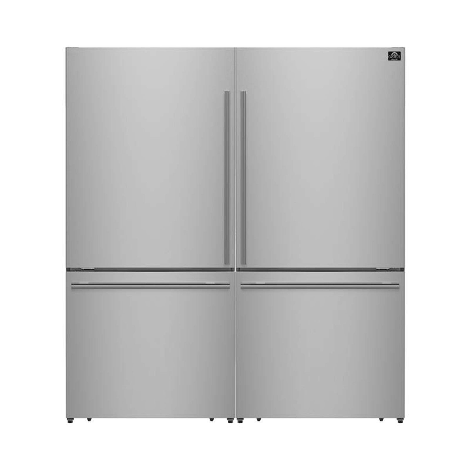 Forno Milano 2-Piece 62-Inch Freestanding Dual Bottom Freezer Refrigerator, Stainless Steel – 34.4 cu.ft, Touch Control, Ice Maker - FFFFD1787-60S