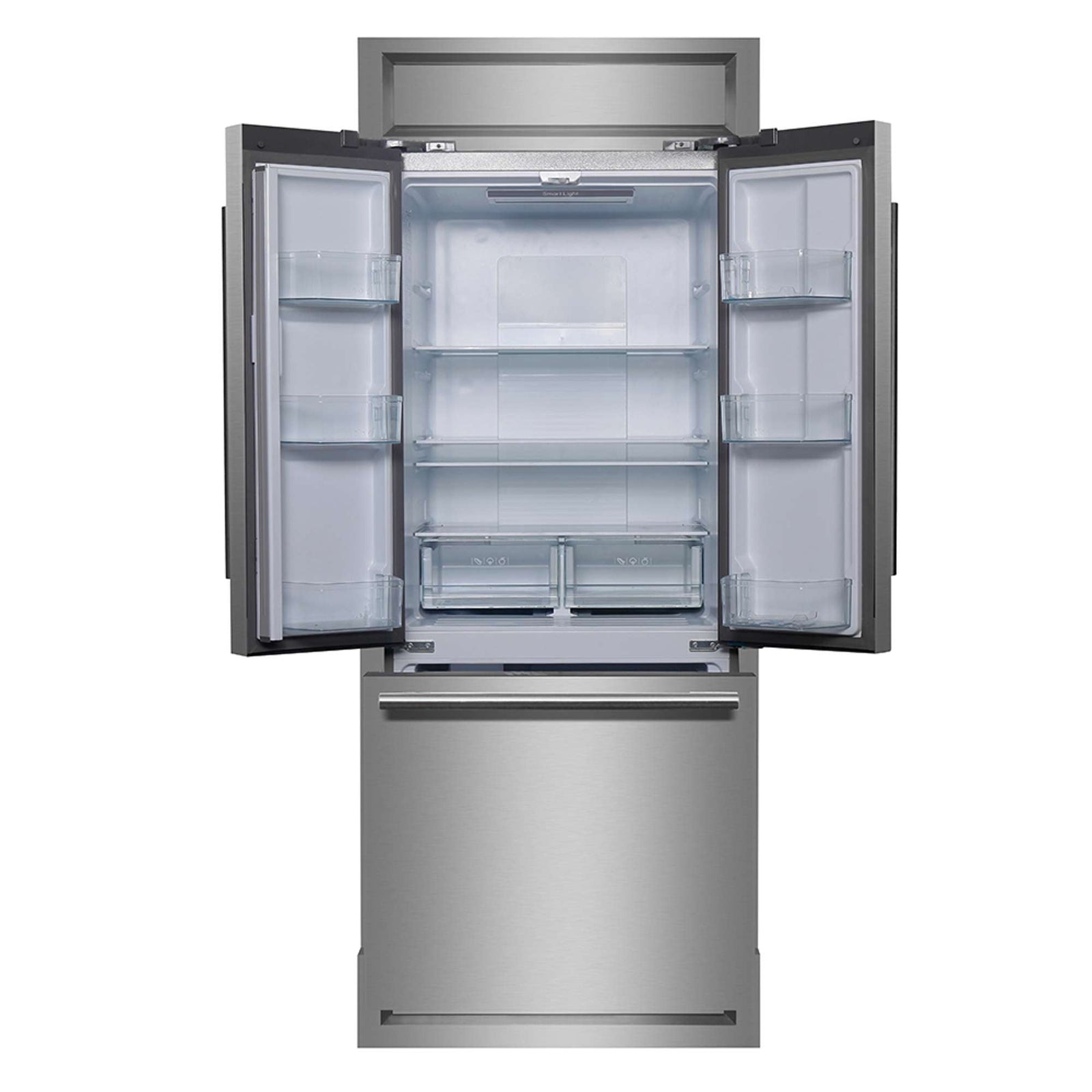 Forno Gallipoli 30-Inch French Door Refrigerator, 17.5 cu.ft Capacity, Modern Decorative Grill, 34-Inch Width, Stainless Steel, No Frost Technology, Energy Efficient - FFFFD1974-35MG