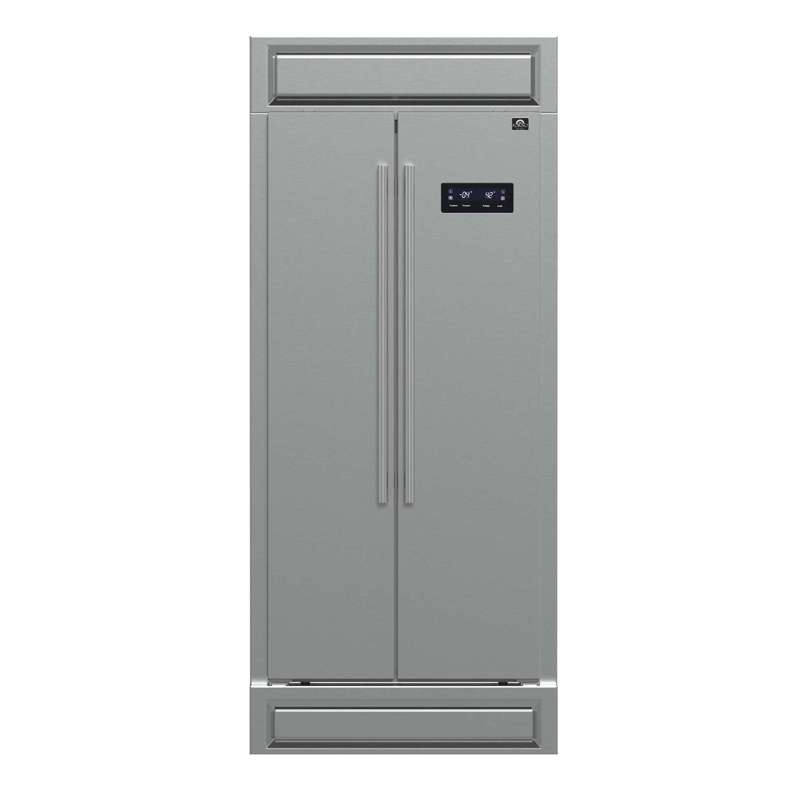Forno Salerno 37-Inch Built-In Stainless Steel Refrigerator, 15.6 cu.ft, Modern Decorative Grill, ENERGY STAR Certified - FFRBI1805-37MG