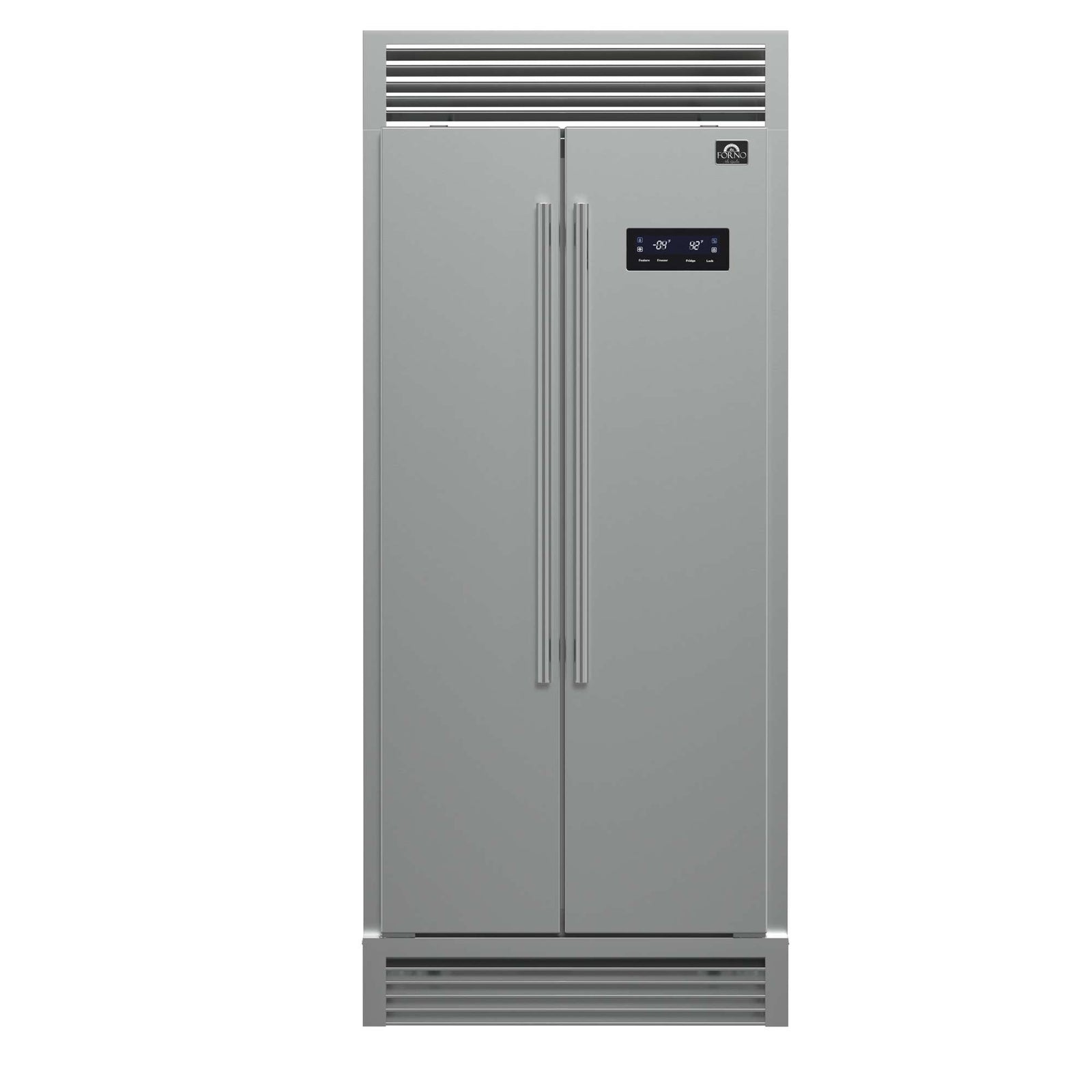 Forno Salerno 37-Inch Built-In Stainless Steel Refrigerator, 15.6 cu.ft, Decorative Grill, ENERGY STAR Certified - FFRBI1805-37SG