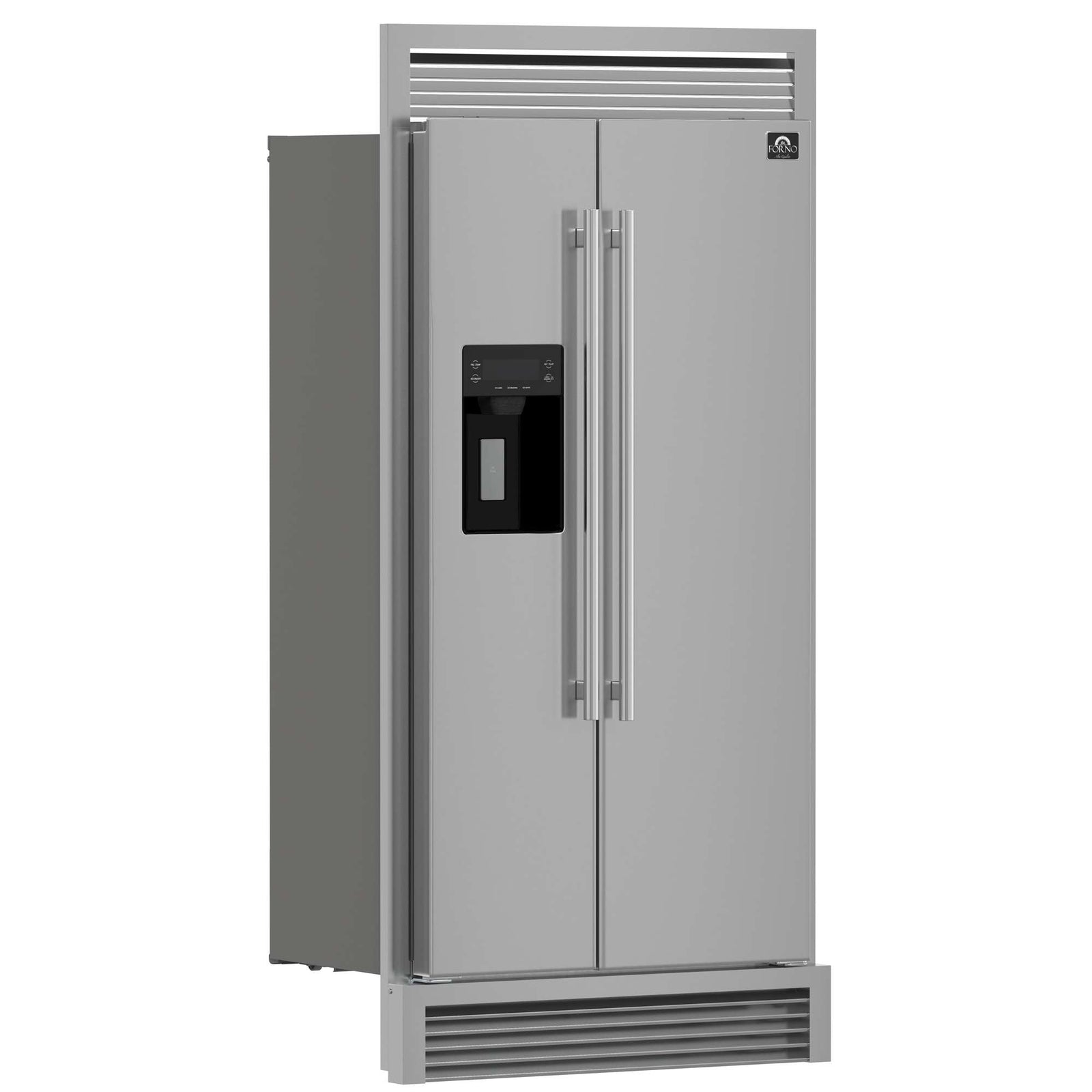Forno Salerno 40-Inch Built-In Stainless Steel Refrigerator, 20 cu.ft, Decorative Grill, ENERGY STAR Certified - FFRBI1844-40SG