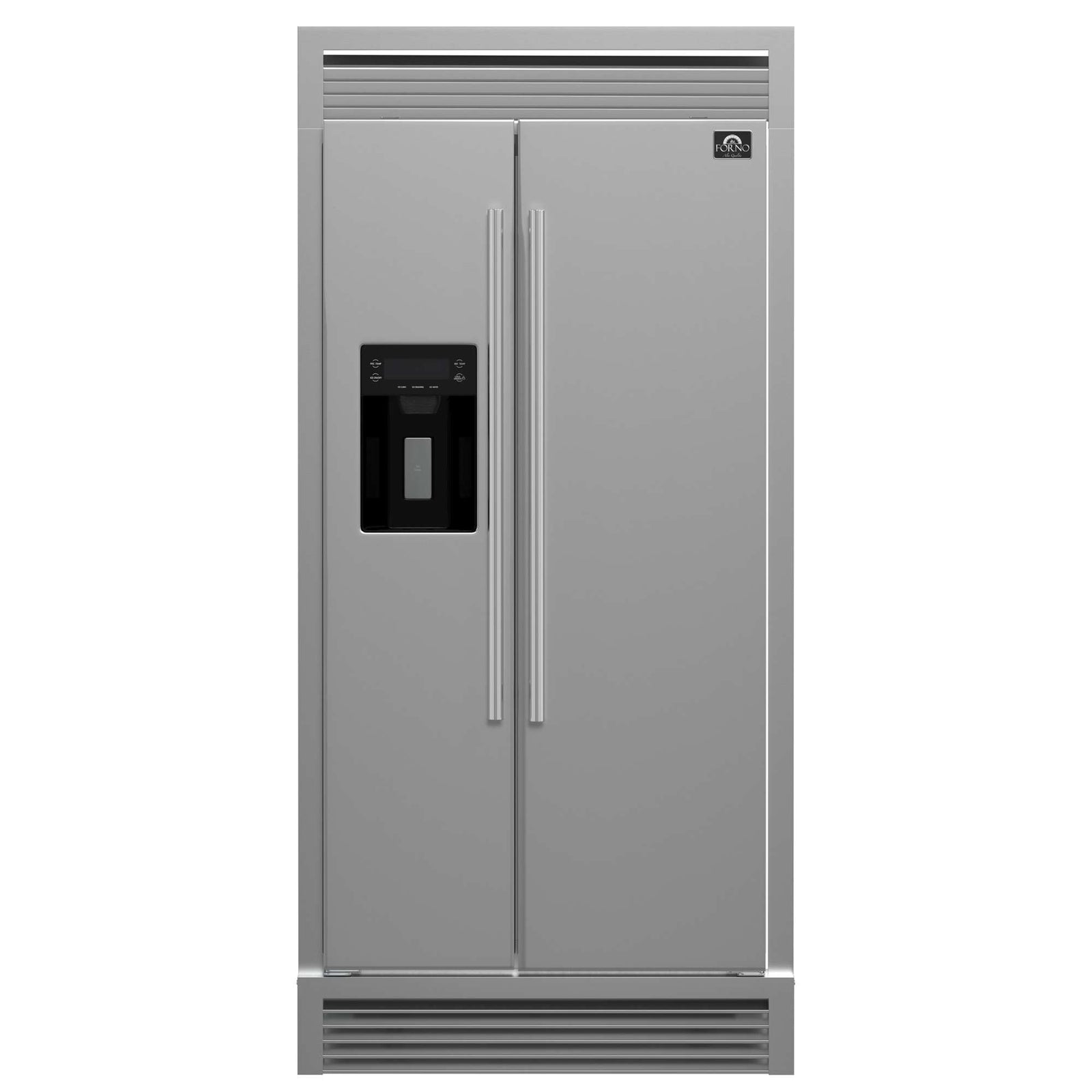 Forno Salerno 40-Inch Built-In Stainless Steel Refrigerator, 20 cu.ft, Decorative Grill, ENERGY STAR Certified - FFRBI1844-40SG