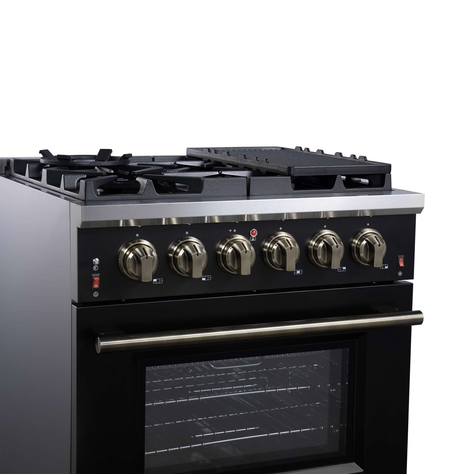 Forno Massimo 30-Inch Black Freestanding Gas Range, 5 Burners, True Convection Oven - FFSGS6239-30BLK