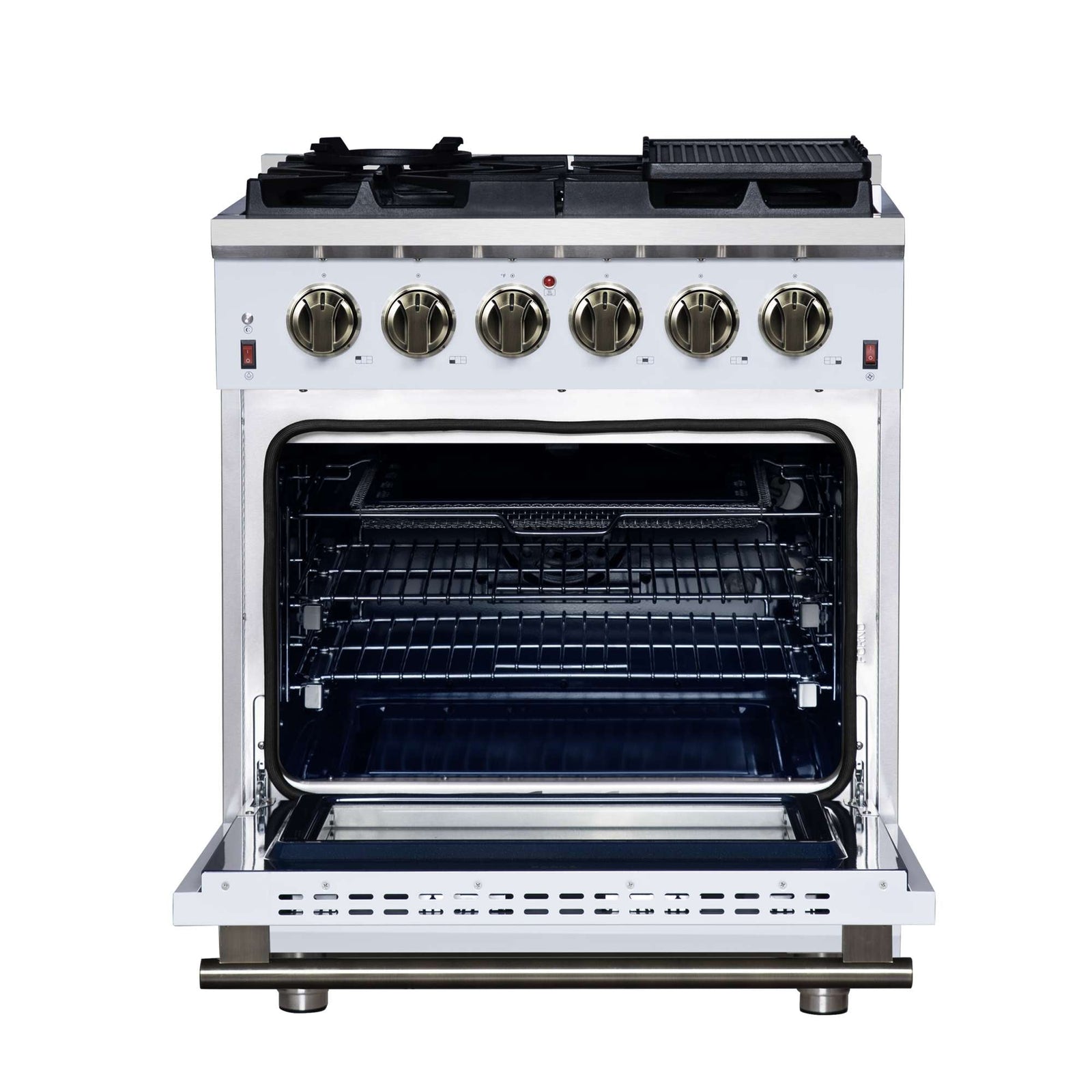 Forno Massimo 30-Inch White Freestanding Gas Range, 5 Burners, True Convection Oven - FFSGS6239-30WHT