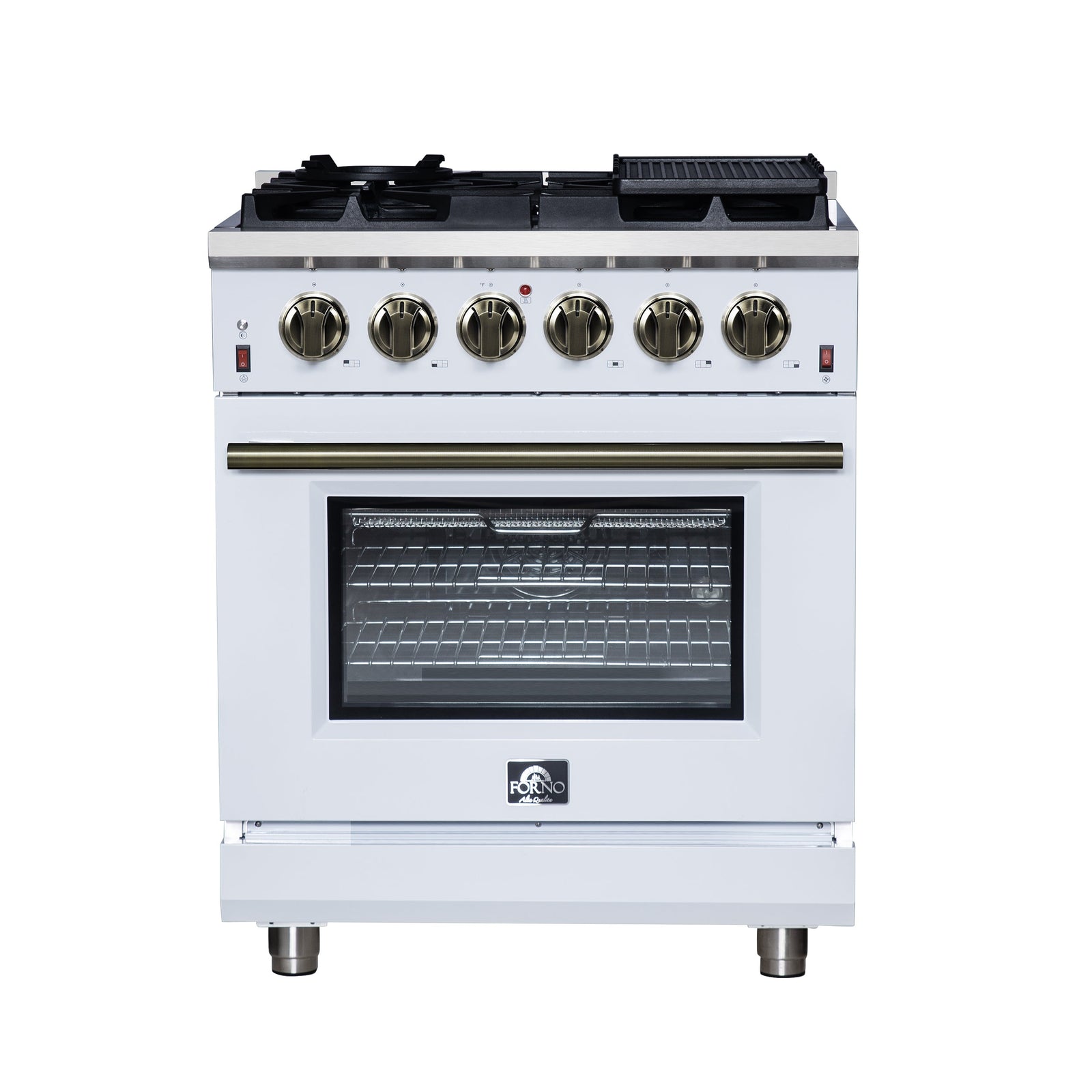 Forno Massimo 30-Inch White Freestanding Gas Range, 5 Burners, True Convection Oven - FFSGS6239-30WHT