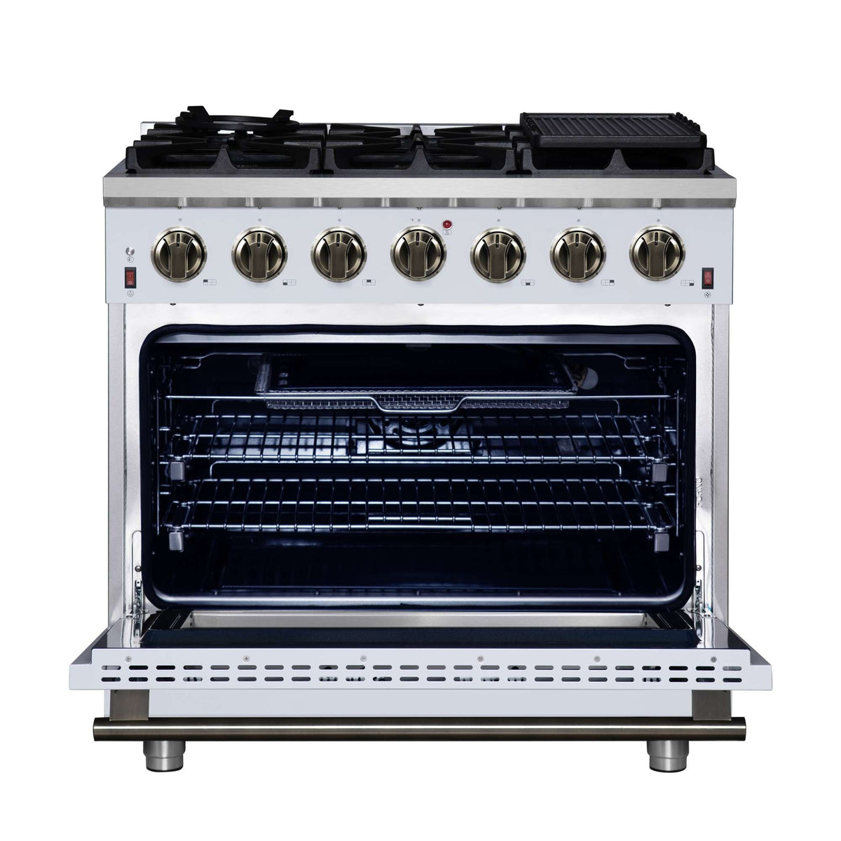 Forno Massimo 36-Inch White Freestanding Gas Range, 6 Sealed Burners, Convection Oven, Energy Efficient - FFSGS6239-36WHT
