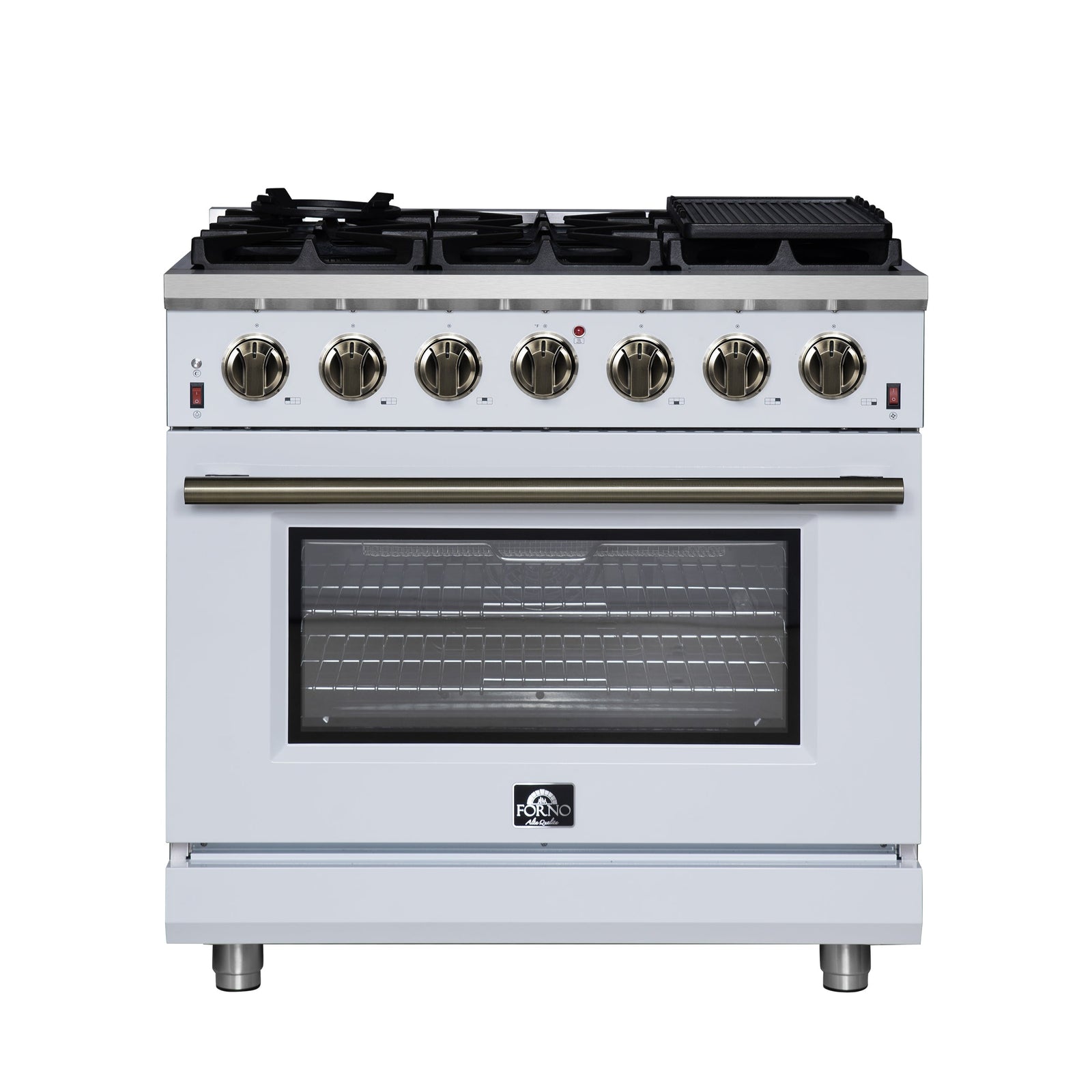 Forno Massimo 36-Inch White Freestanding Gas Range, 6 Sealed Burners, Convection Oven, Energy Efficient - FFSGS6239-36WHT