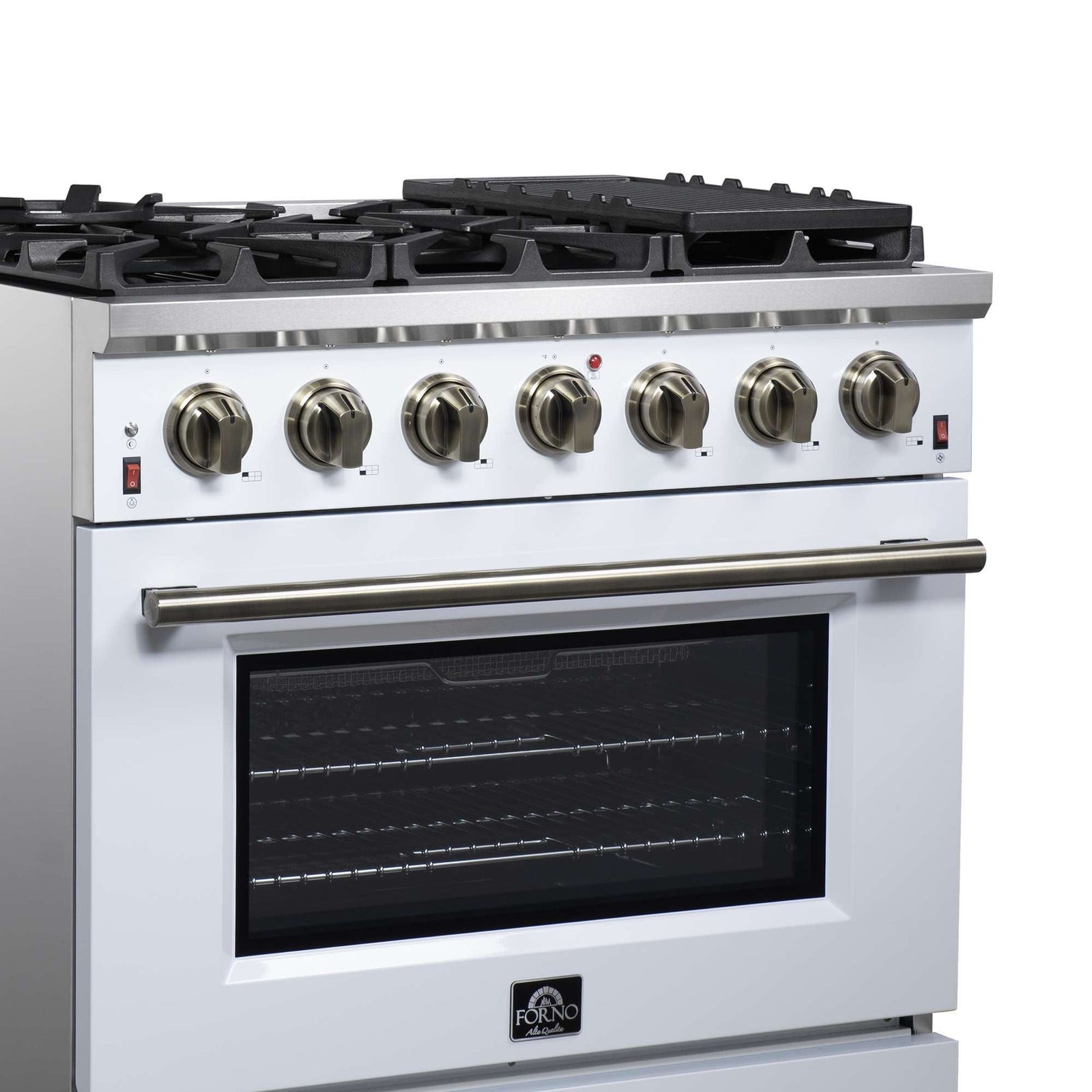 Forno Massimo 36-Inch White Freestanding Gas Range, 6 Sealed Burners, Convection Oven, Energy Efficient - FFSGS6239-36WHT