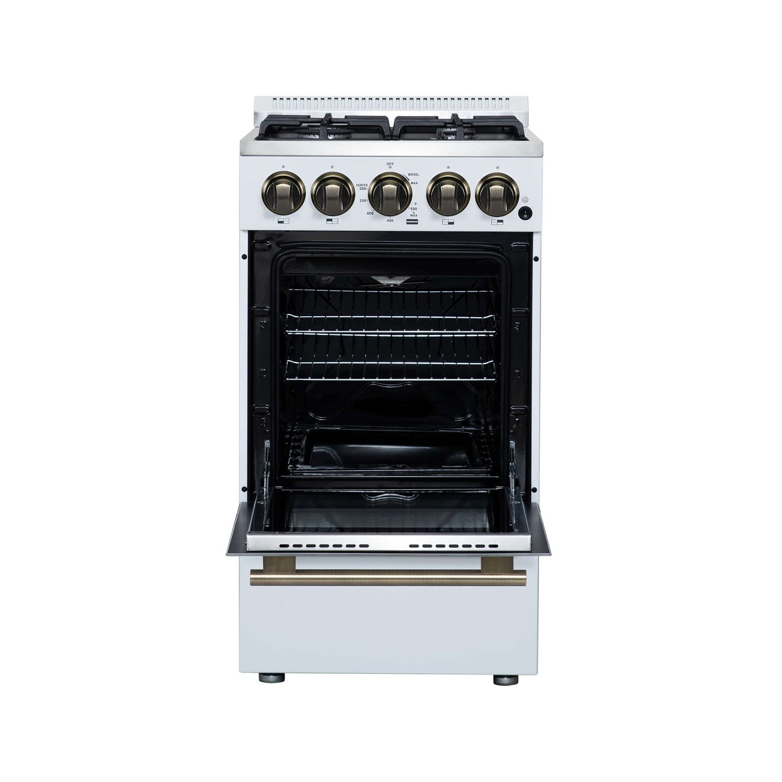 Forno Lamazze 20 Inch Freestanding Gas Range in White, Compact Design - FFSGS6265-20WHT
