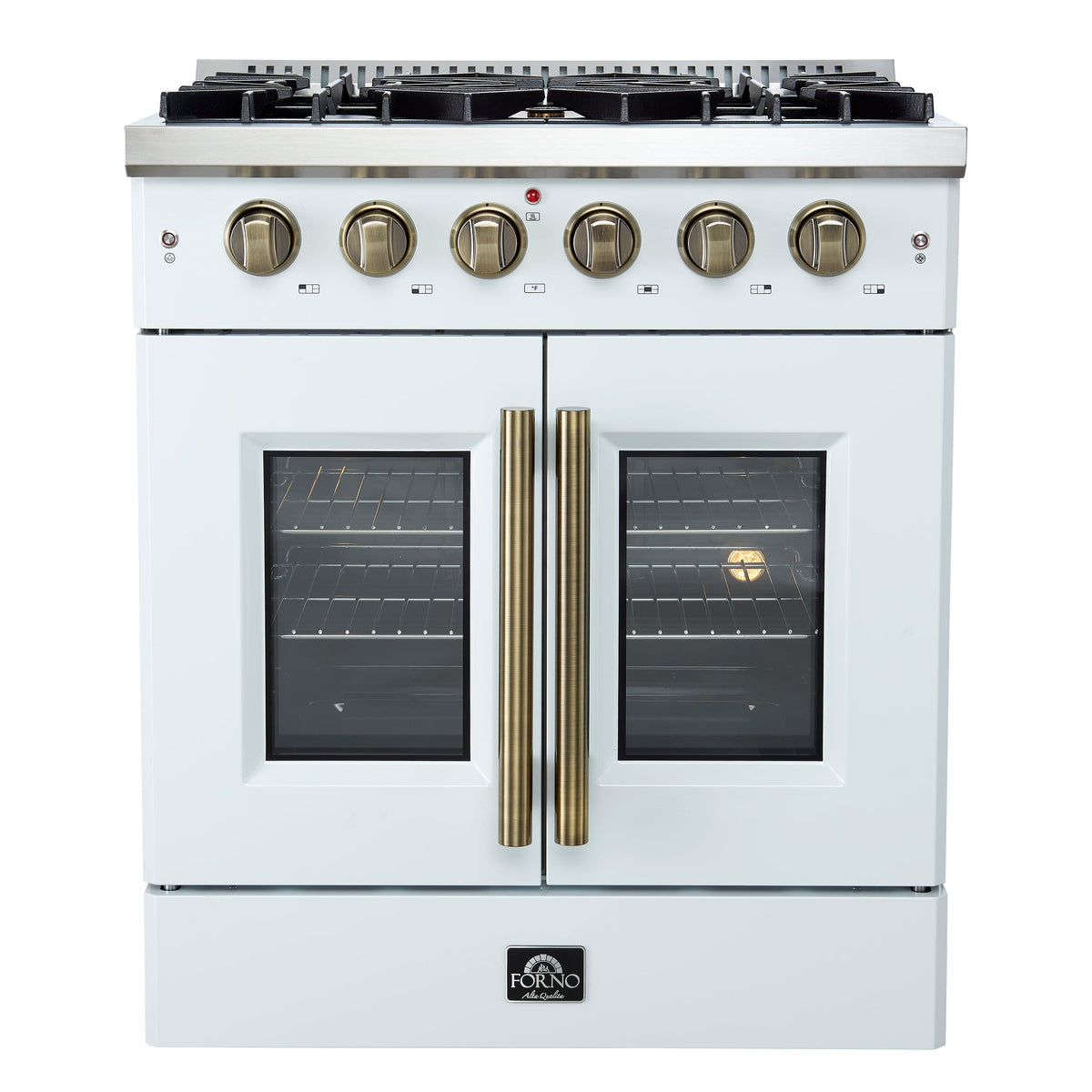 Forno Galiano 30-inch french door gas range, white