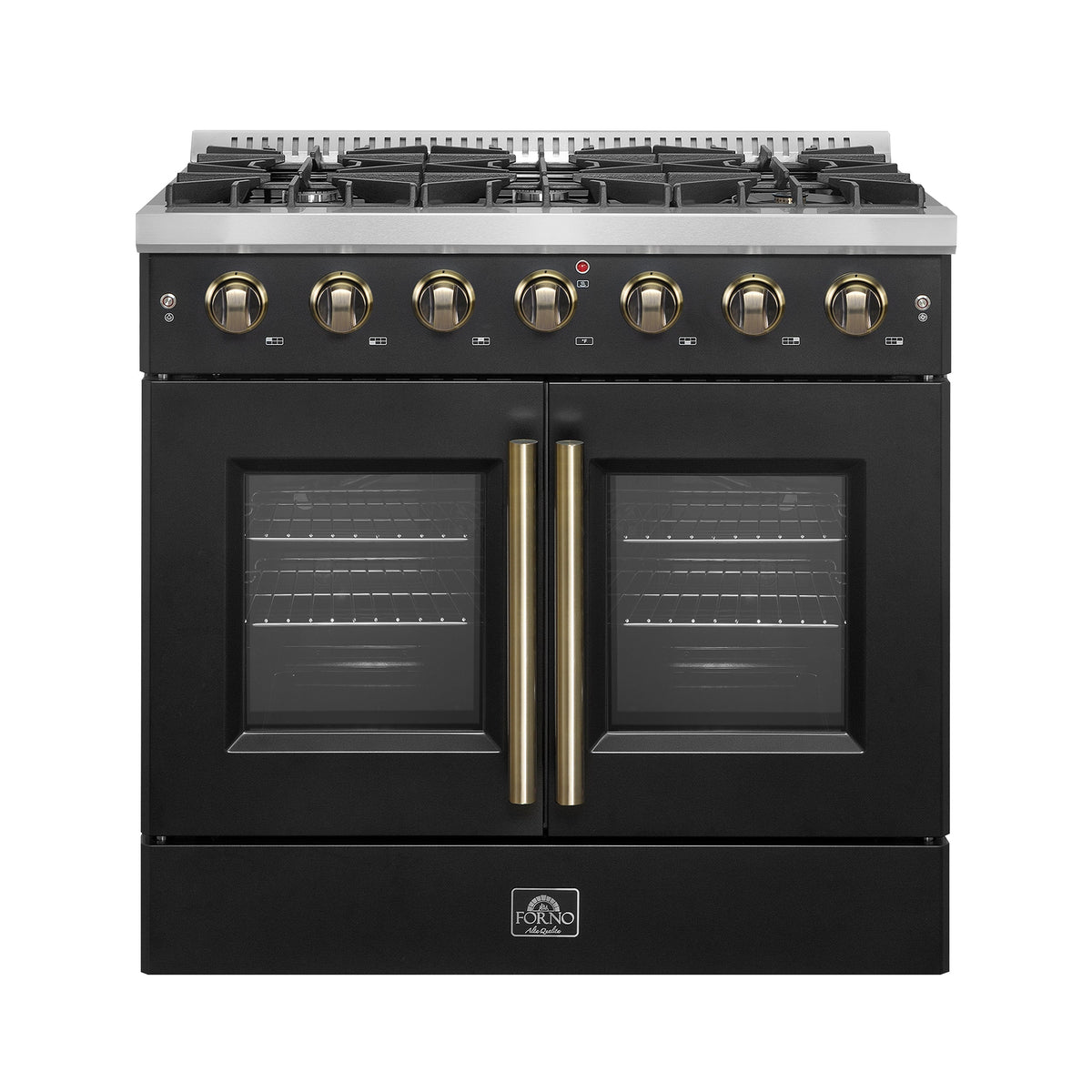 Forno Galiano 36-inch french door gas range, black