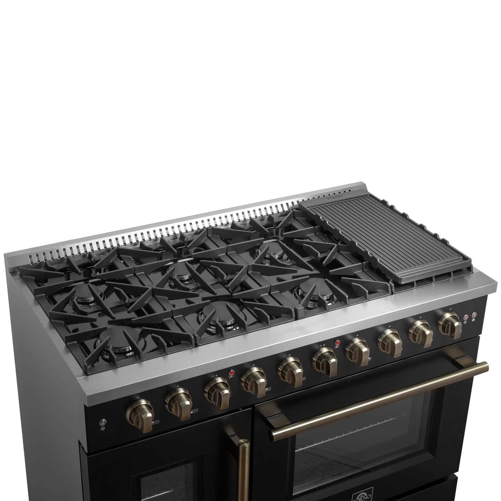 Forno Galiano 48" Freestanding French Door Gas Range in Black - FFSGS6444-48BLK
