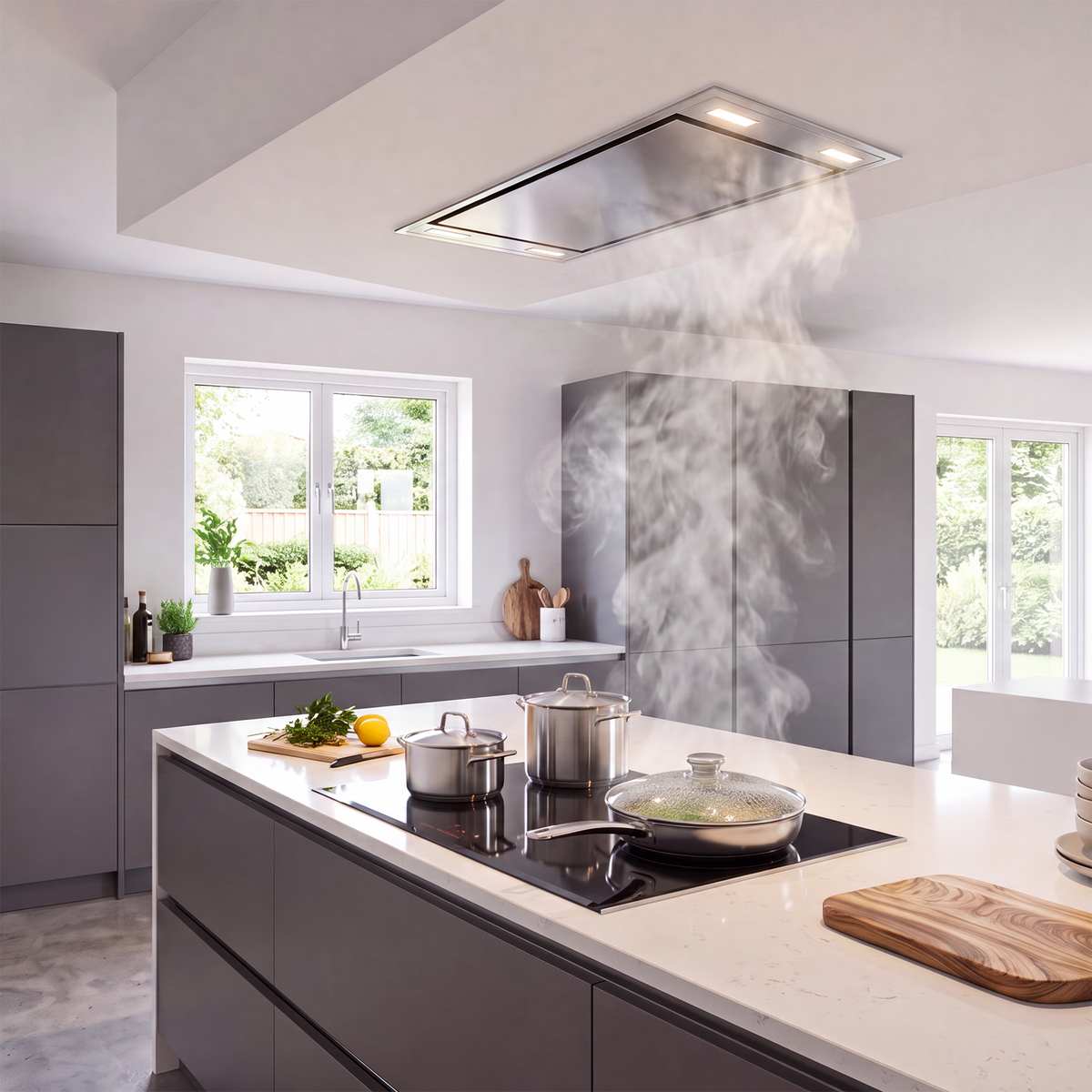 Victory 42-Inch 900 CFM Flush Ceiling Range Hood in Stainless Steel