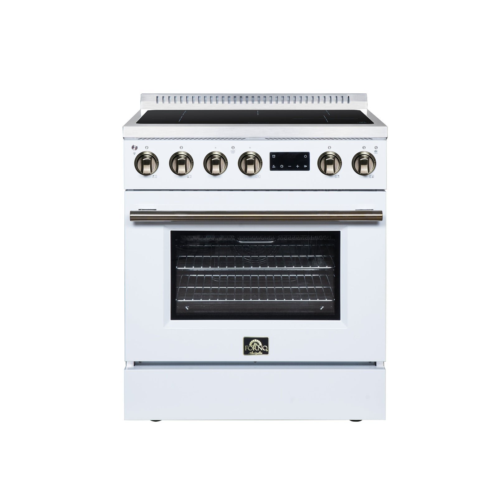 Forno Torino 30 Inch Induction Range, 8,800W cooktop, 4.32 cf. True Convection Oven, Air Fry, Air Sous Vide, Smudge Resistant, White - FFSIN0936-30WHT
