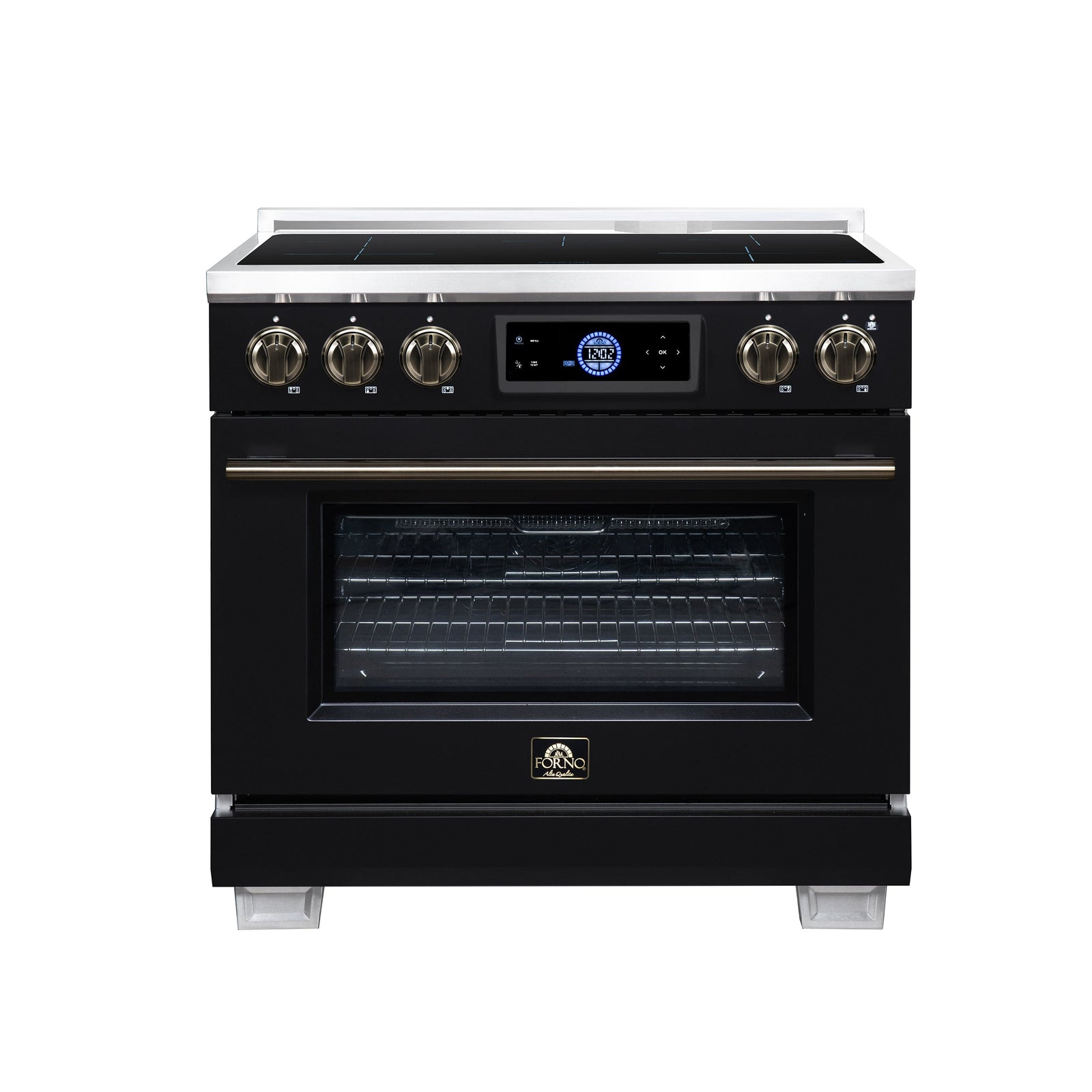 Forno Maximus 36 Inch Induction Range, 10,900 Total Cooktop, 5.36 cf. True Convection Oven, Air Fryer, Air Sous Vide, Black - FFSIN0968-36BLK