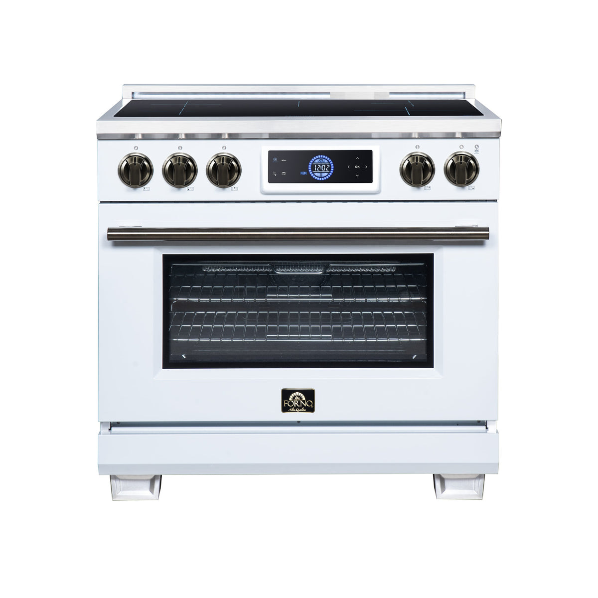 Forno Maximus 36 Inch Induction Range, 10,900 Total Cooktop, 5.36 cf. True Convection Oven, Air Fryer, Air Sous Vide, White - FFSIN0968-36WHT