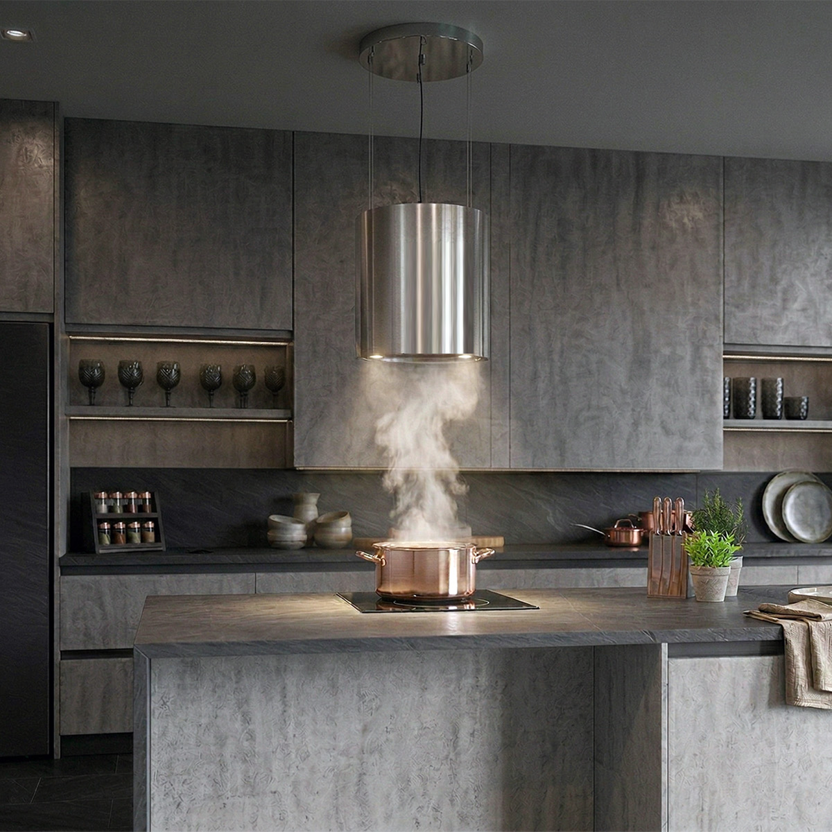 Victory 600 CFM Ductless Island Range Hood in Stainless Steel
