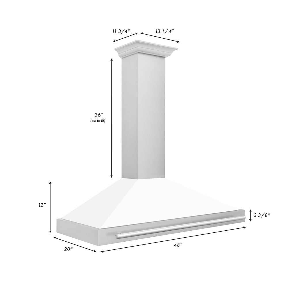 ZLINE 48-inch range hood in white matte KB4STX-WM-48, view 7