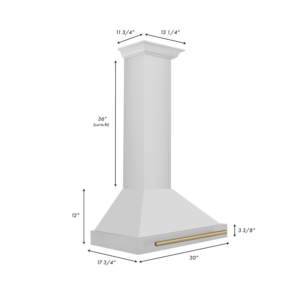 ZLINE Autograph Edition 30-inch range hood in stainless steel and champagne bronze accents KB4STZ-30-CB, view 6