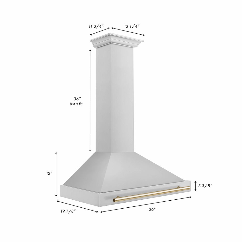ZLINE Autograph Edition 36-inch range hood in stainless steel and polished gold accents KB4STZ-36-G, view 6
