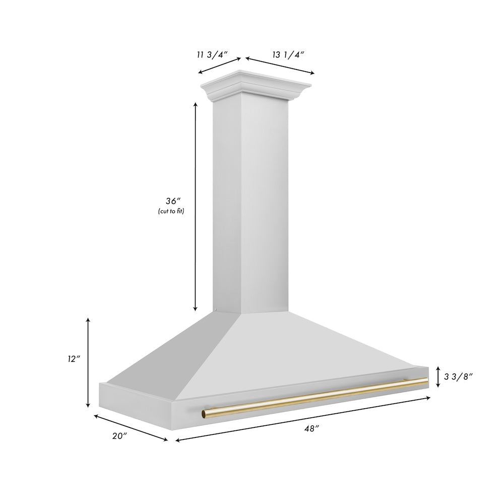 ZLINE Autograph Edition 48-inch range hood in stainless steel and polished gold accents KB4STZ-48-G, view 7
