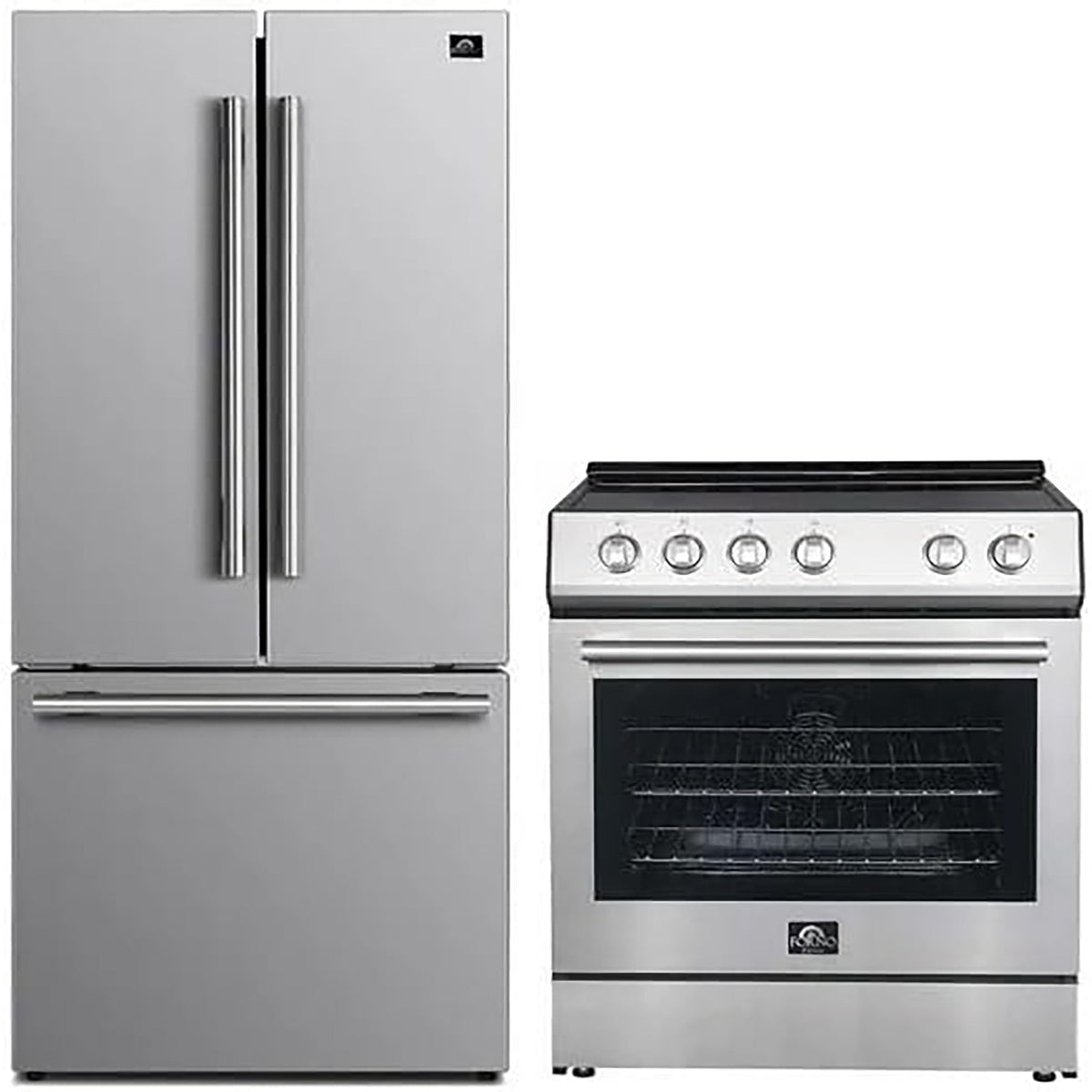 Forno 2-Piece SS Kitchen Bundle - 30" Electric Range and 31" Bottom Freezer Refrigerator - FBDL-003-07US