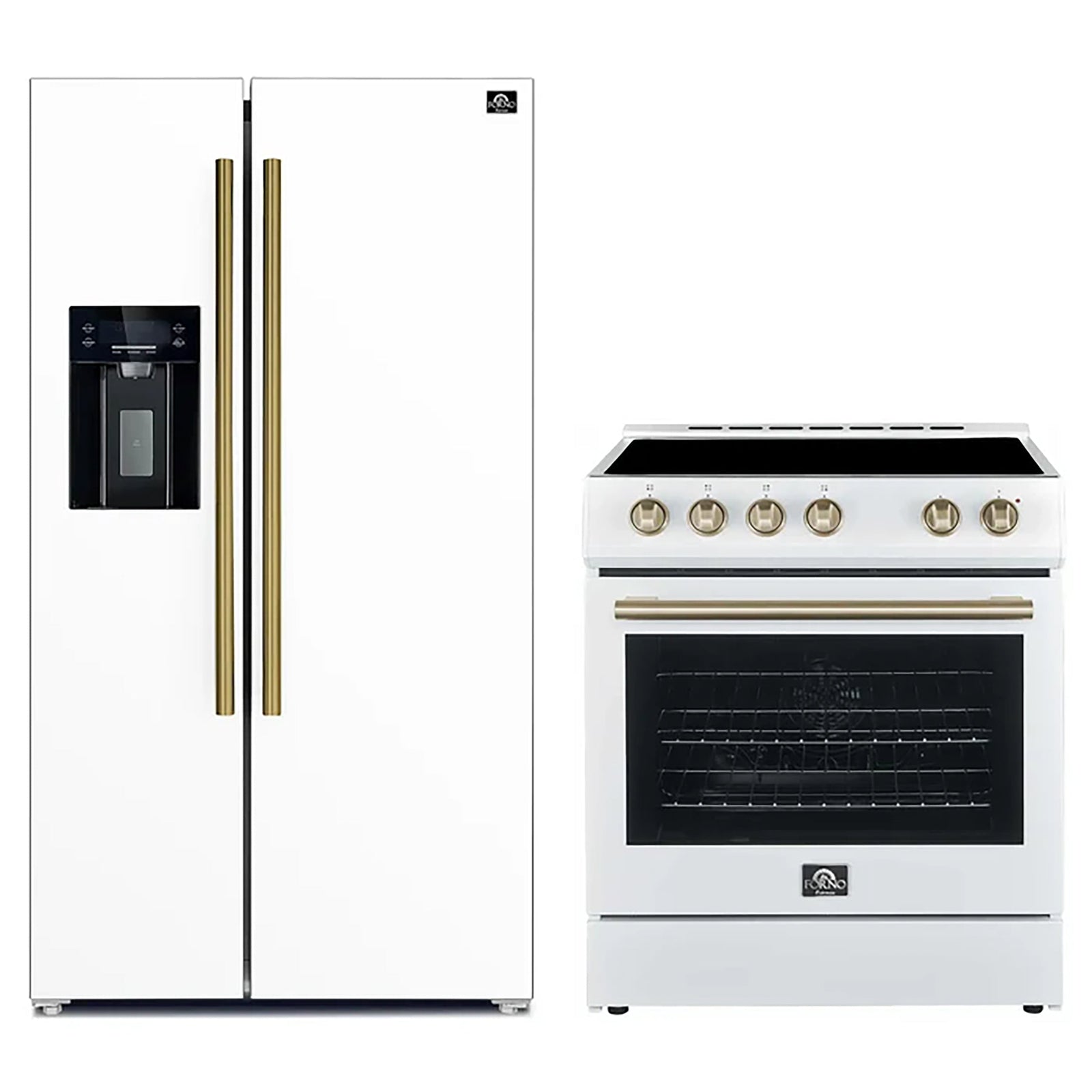 Forno 2-Piece White Kitchen Bundle - 30" Electric Range and 36" Bottom Freezer Refrigerator - FBDL-003-10US