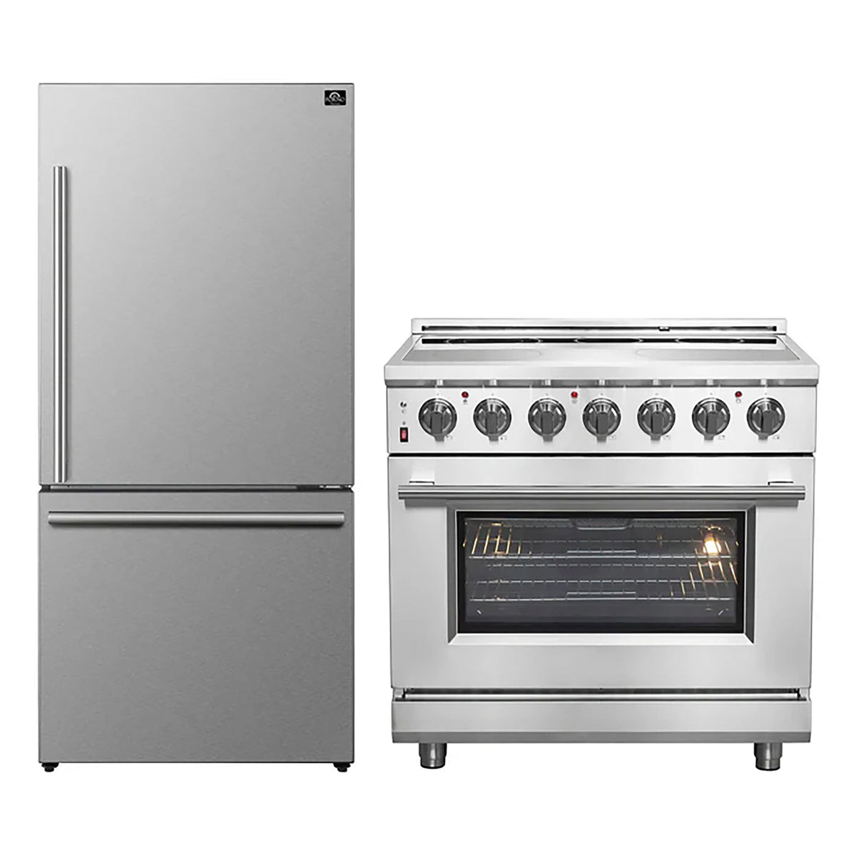 Forno 2-Piece SS Kitchen Bundle - 36" Electric Range and 31" Bottom Freezer Refrigerator - FBDL-013-06CAUS