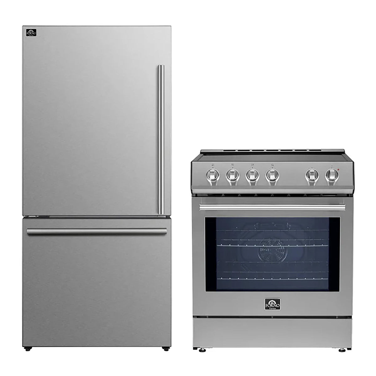 Forno 2-Piece SS Kitchen Bundle - 30" Induction Range and 31" Bottom Freezer Refrigerator - FBDL-014-02CAUS