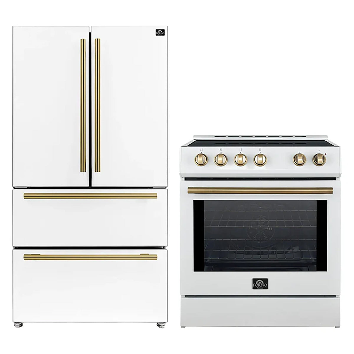 Forno 2-Piece White Kitchen Bundle - 30" Induction Range and 36" Bottom Freezer Refrigerator - FBDL-014-08CAUS