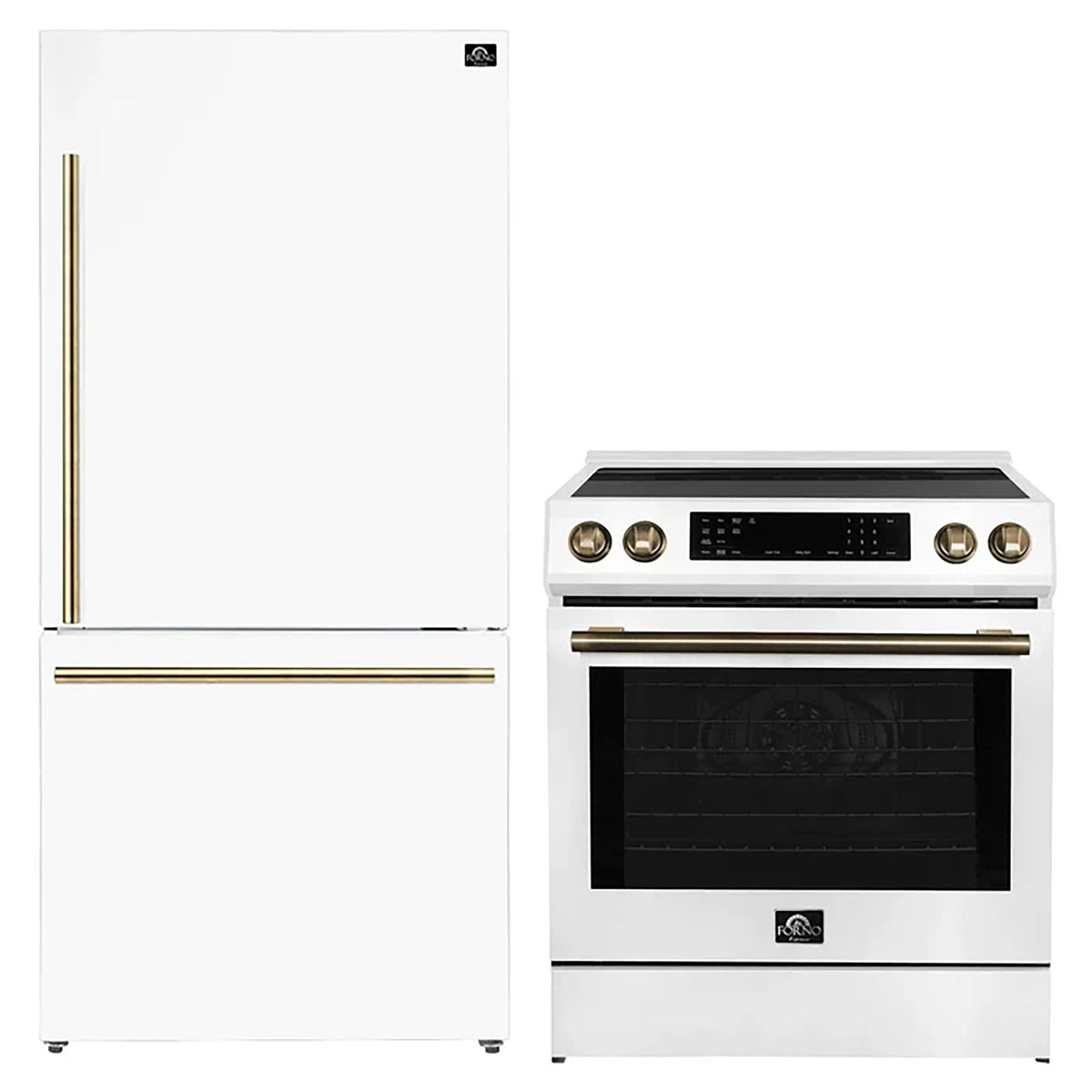 Forno 2-Piece White Kitchen Bundle - 30" Induction Range and 31" Bottom Freezer Refrigerator - FBDL-015-06CAUS