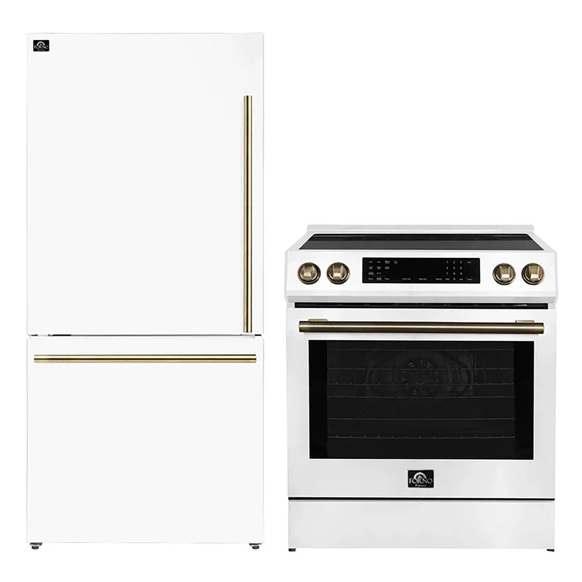 Forno 2-Piece White Kitchen Bundle - 30" Induction Range and 31" Bottom Freezer Refrigerator - FBDL-015-07CAUS