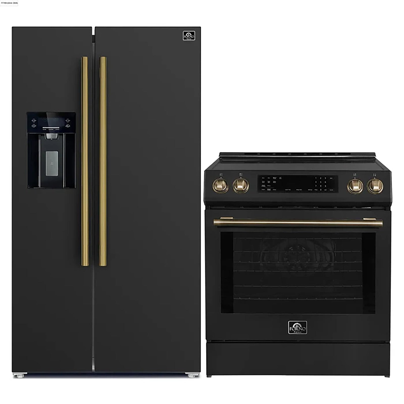 Forno 2-Piece Black Kitchen Bundle - 30" Induction Range and 36" Bottom Freezer Refrigerator - FBDL-015-14CAUS