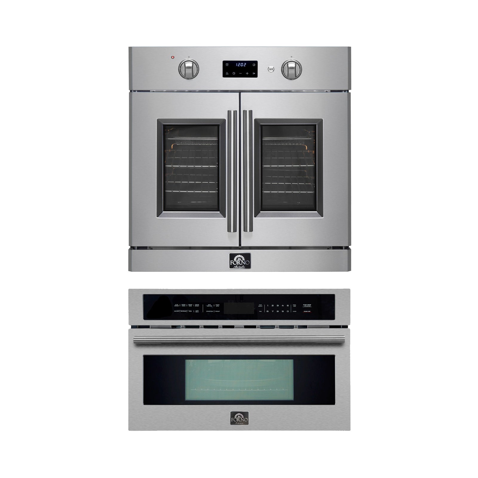 Forno 2-Piece Kitchen Bundle - 30" Stainless Steel Single Wall (1333-30) Oven, 30" Stainless Steel Microwave (3093-30) - FBDL-025-01CAUS