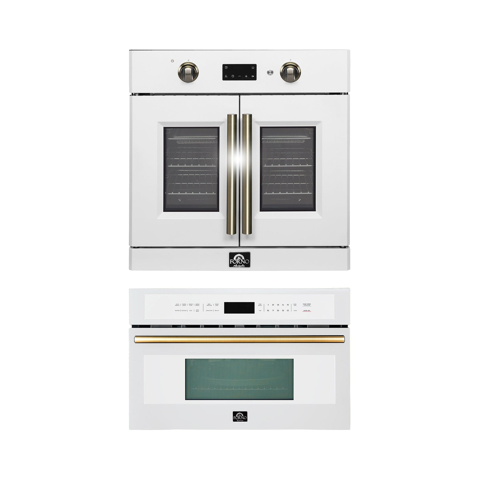 Forno 2-Piece Kitchen Bundle - 30" White Single Wall Oven (1333-30), 30" White Microwave (3093-30) - FBDL-025-02CAUS