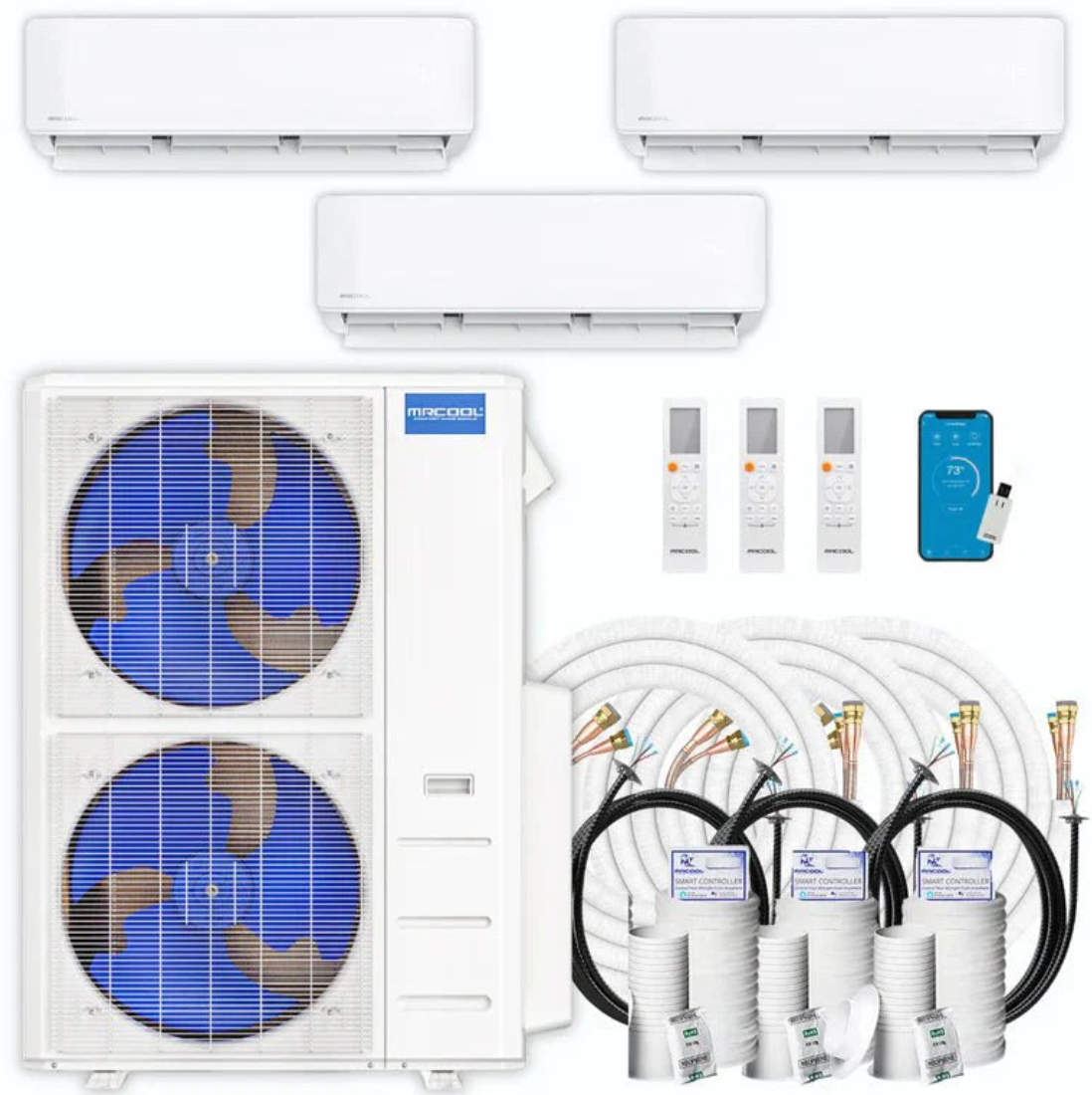 MRCOOL DIY 5th Gen Multi-Zone 55K BTU Three Zone Ductless Mini Split 9K + 9K + 36K System