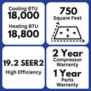 MRCOOL Advantage 5G 18,000 BTU 19.2 SEER2 Ductless Mini Split Air Conditioner and Heat Pump - 230V